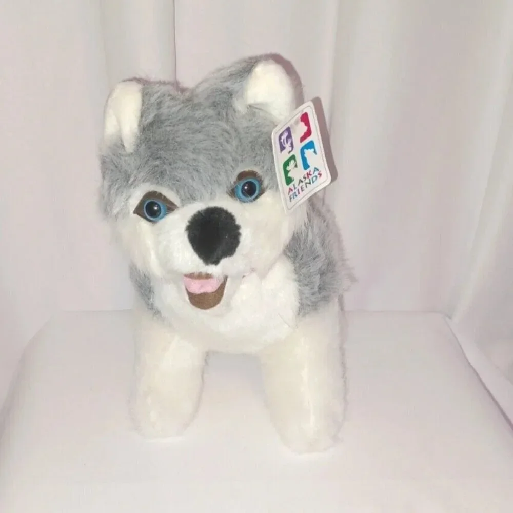 Vintage Alaska Friends Plush Stuffed Animal SIBERIAN HUSKY BLUE EYES